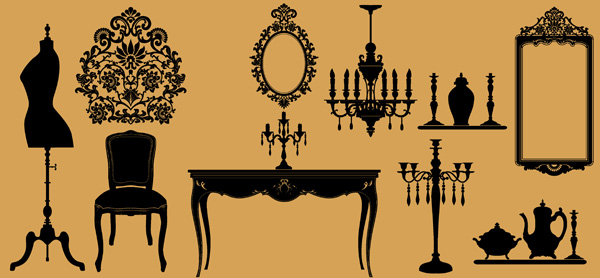 free vector European classical furniture silhouette vector